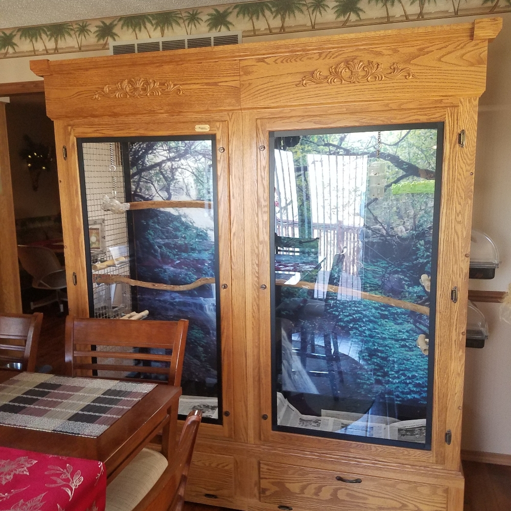 Solid oak parrot cage